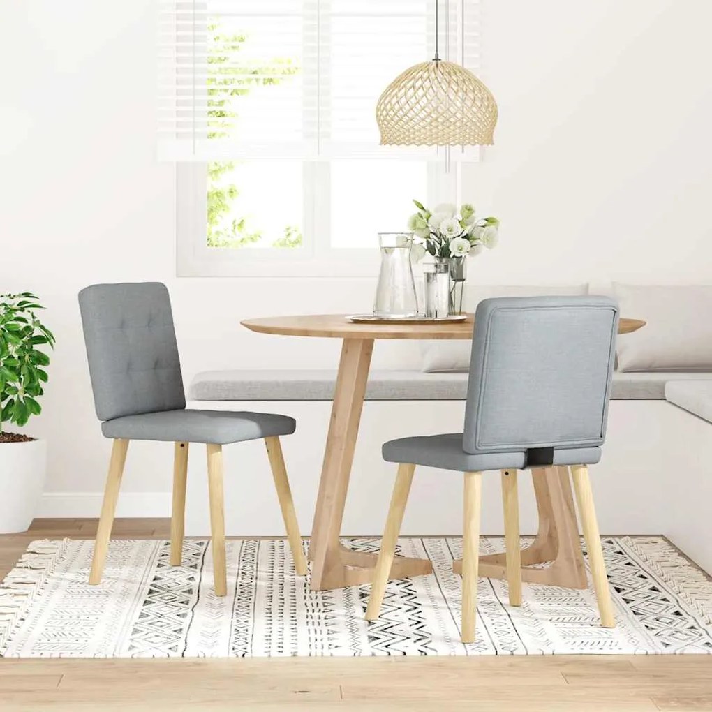 Cadeiras de jantar 2 pcs tecido cinzento-claro