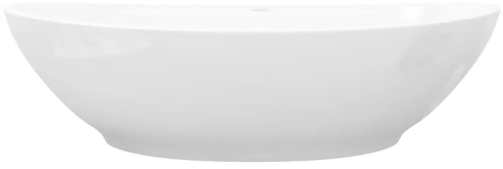 Lavatório cerâmico oval branco com buraco para torneira