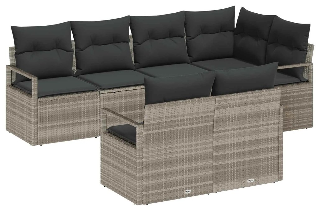 vidaXL Conjunto de Sofás 7 pcs Cinzento-claro vime PE