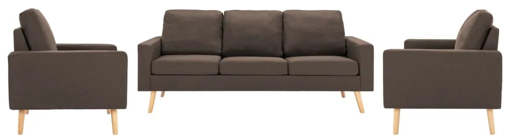 vidaXL 3 pcs conjunto de sofás tecido castanho