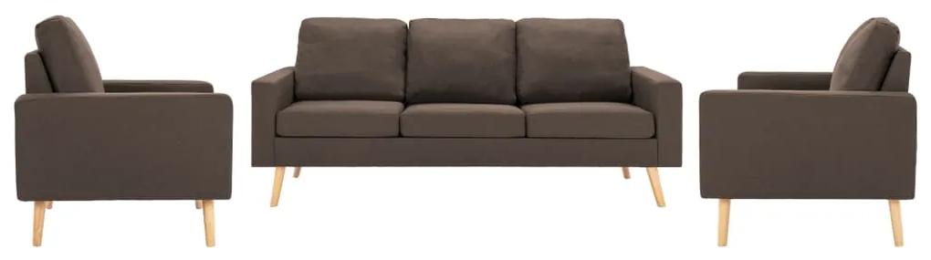 3 pcs conjunto de sofás tecido castanho