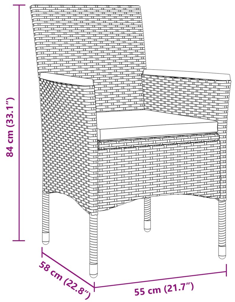 Conjunto de Jantar de Jardim de 9 Peças Cinza Rattan Poliéster