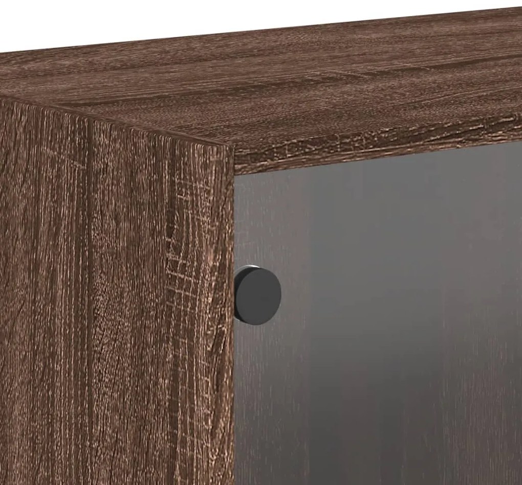 Armário parede c/ portas vidro 68,5x37x35 cm carvalho castanho