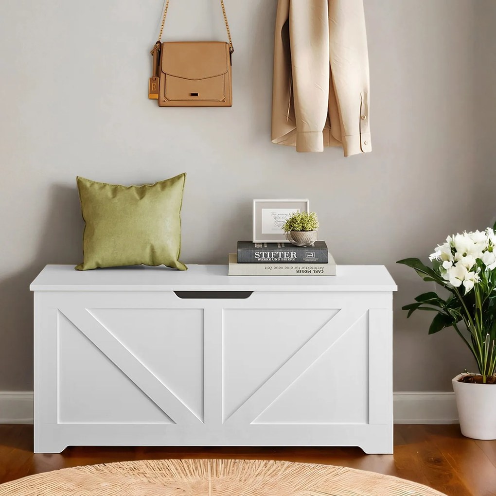 Banco com espaço de arrumação para corredor, 40 x 100 x 46 cm branco mate