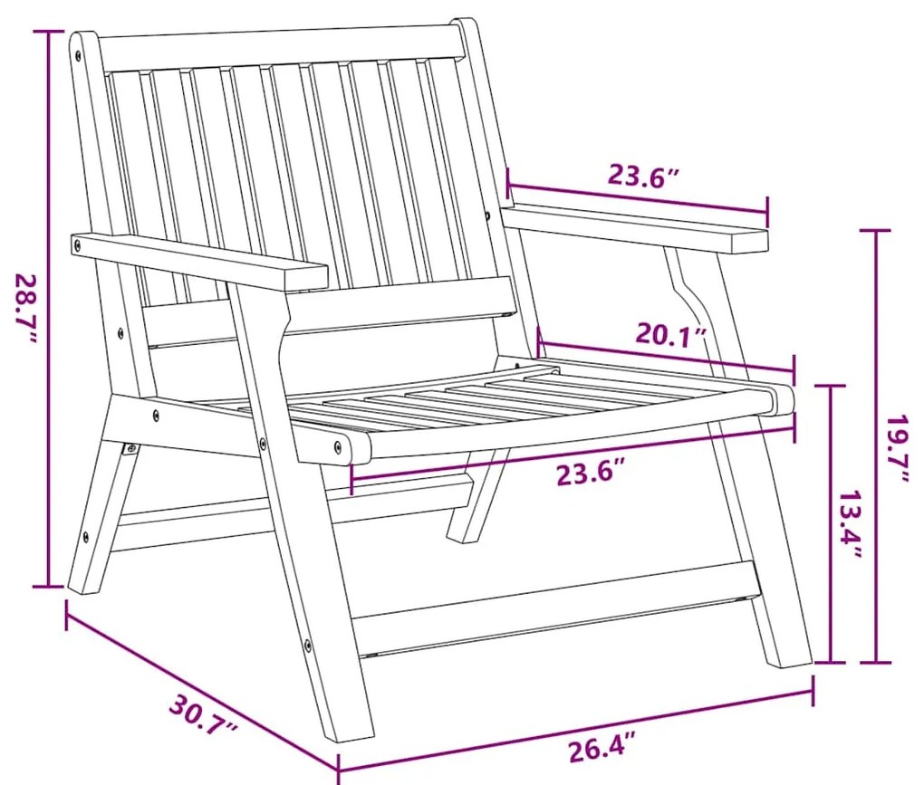 Cadeiras de Jardim 2 pcs 76x67x73.5 cm em Madeira de Acácia