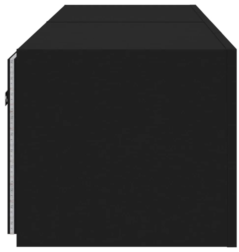 Móveis de parede p/ TV com luzes LED 2 pcs 80x35x31 cm preto