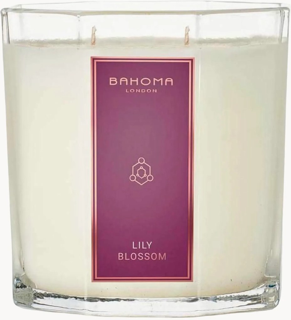 Vela perfumada de dois pavios artesanal Lily Blossom (lírio, citrinos, ameixa)