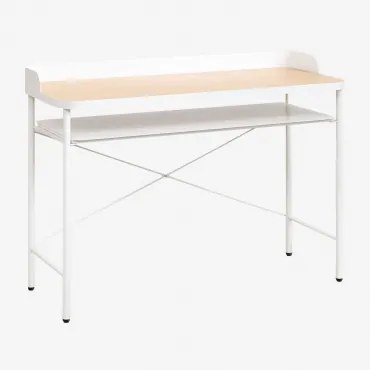 Secretária 120x50 Cm Em Aço E Mdf Kerobert Castanho Madeira Clara - Branco Marfim - Sklum