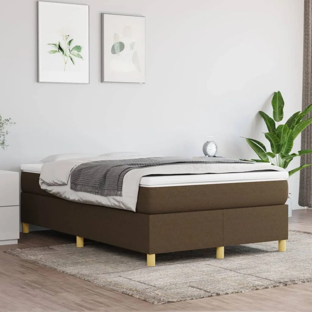 Estrutura de cama sem colchão 120x200 cm tecido castanho-escuro
