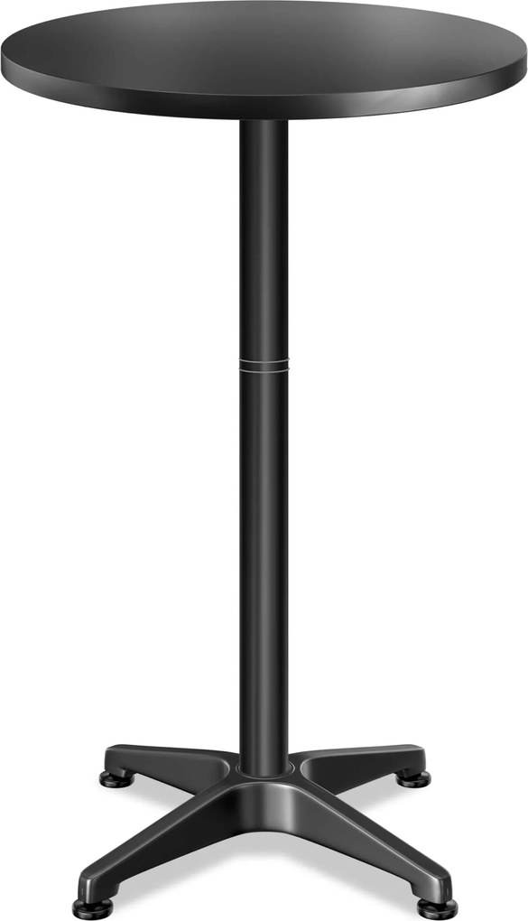 Mesa alta dobrável em alumínio com altura ajustável (70 cm / 115 cm) e Ø60 cm Preto