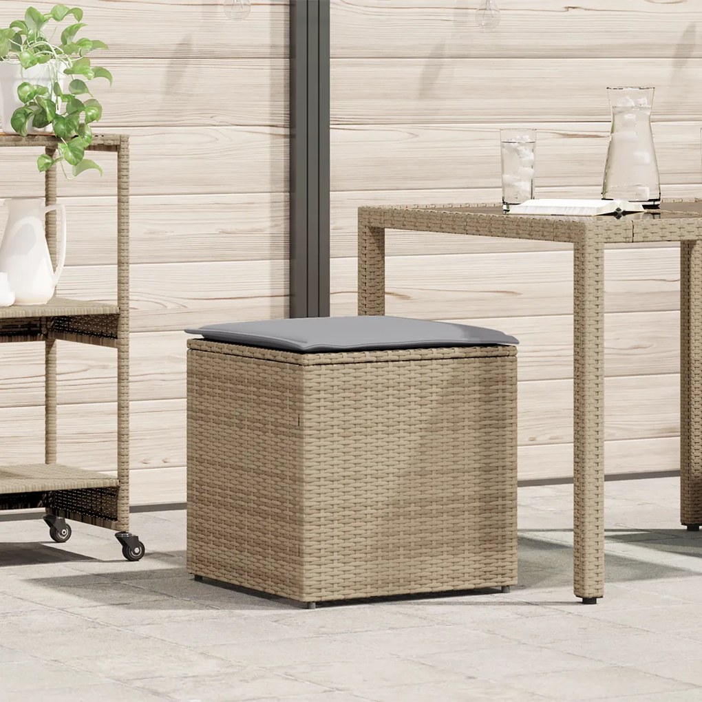 vidaXL Caixa de Armazenamento ao Ar Livre Bege Rattan Sintético Média