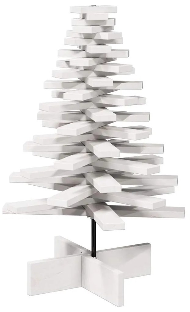 Árvore Natal decorativa 80 cm madeira de pinho maciça branco