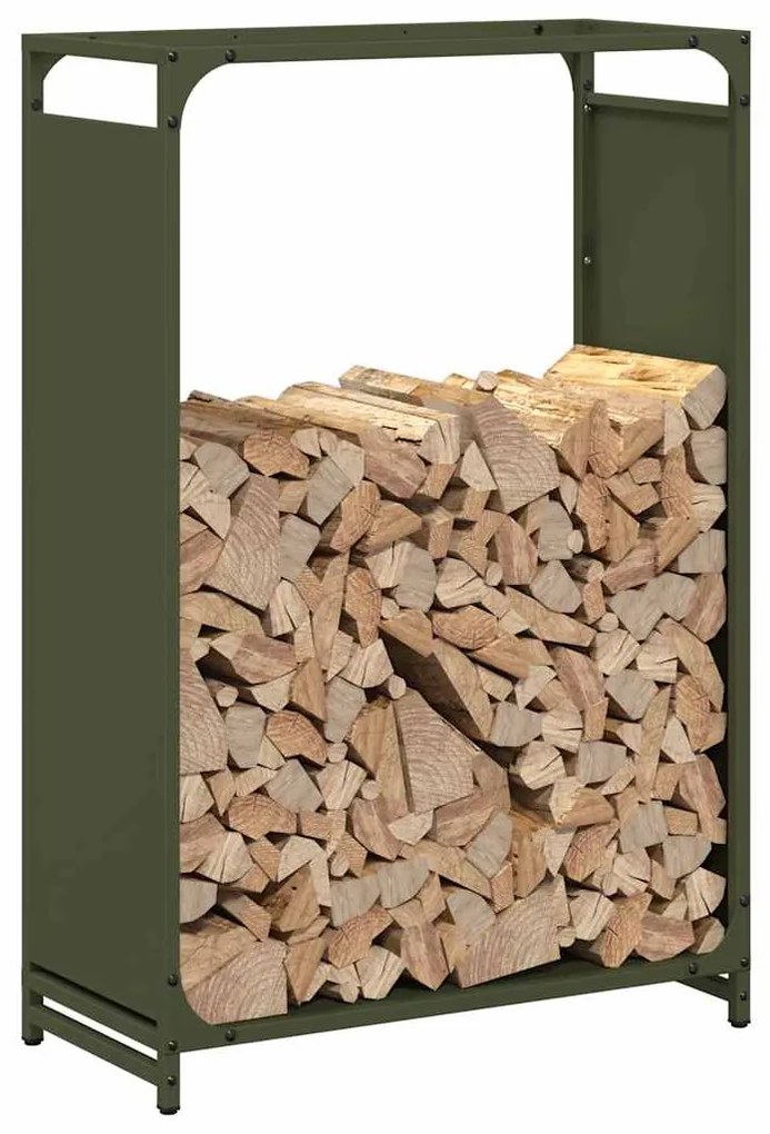Suporte para lenha aço laminado a frio verde azeitona