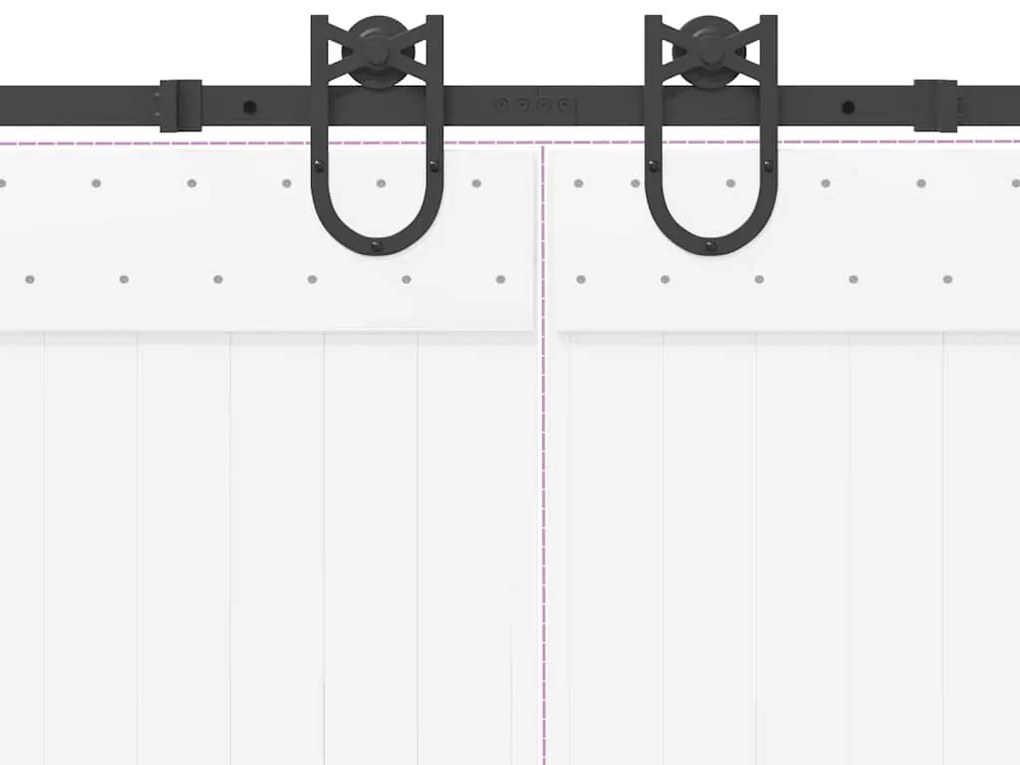 Kit de ferragens para porta deslizante 366 cm aço preto