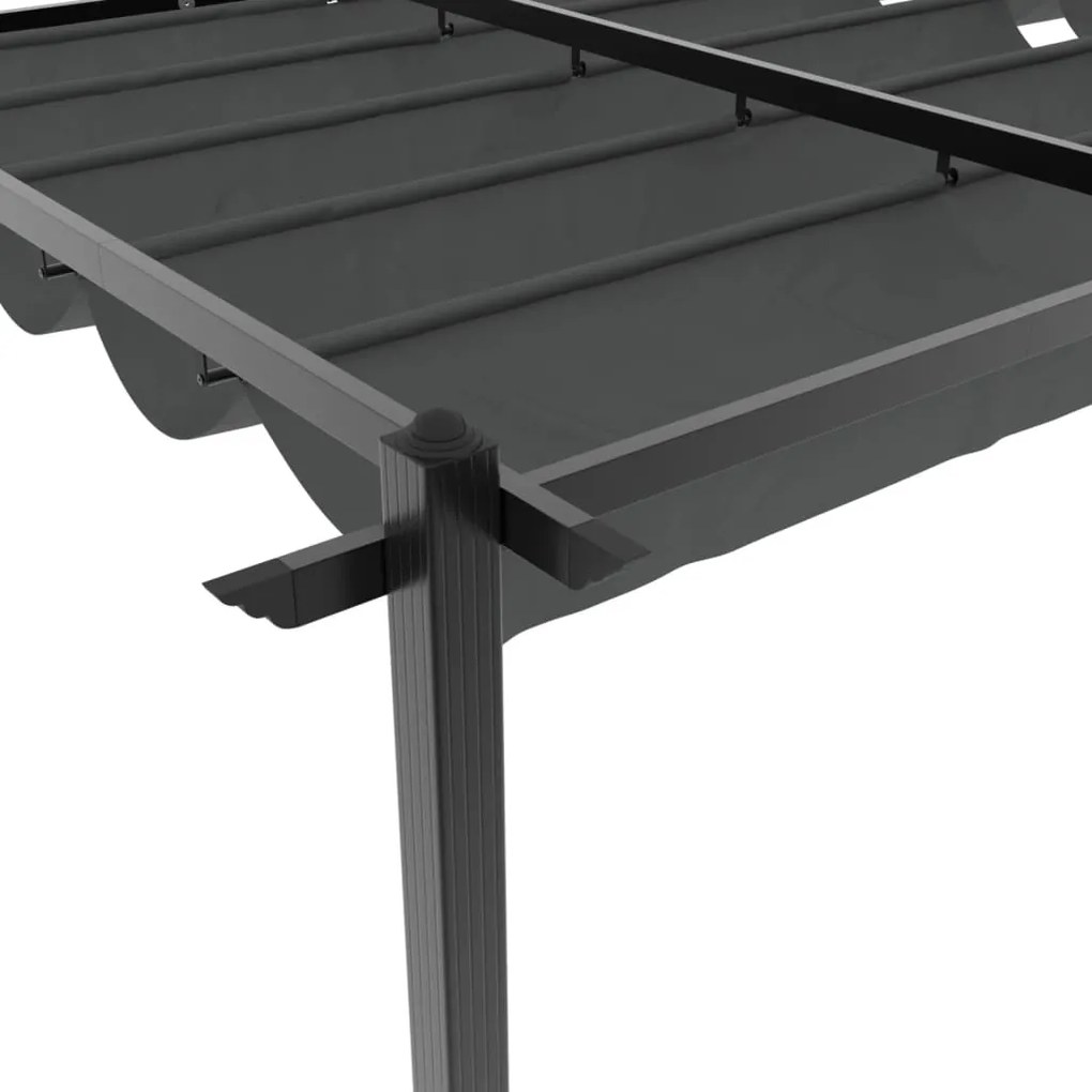 Gazebo de jardim com teto retrátil 3x6 m alumínio antracite