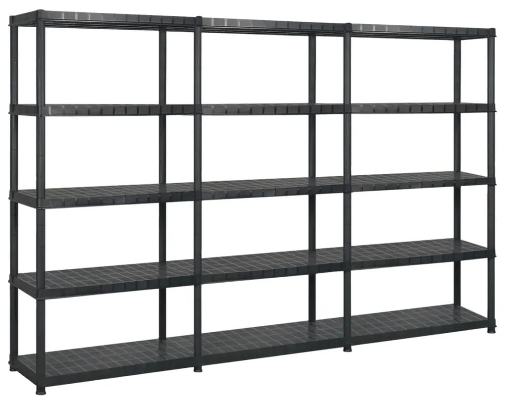 vidaXL Unidade com 5 prateleiras 255x40x185 cm plástico preto