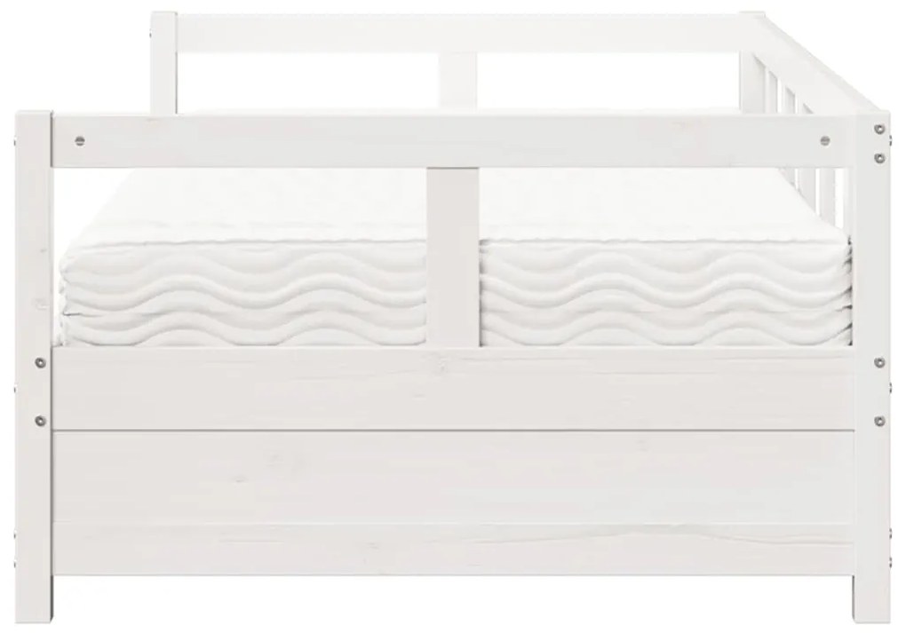 Sofá-cama com colchão 90x200 cm madeira de pinho maciça branco