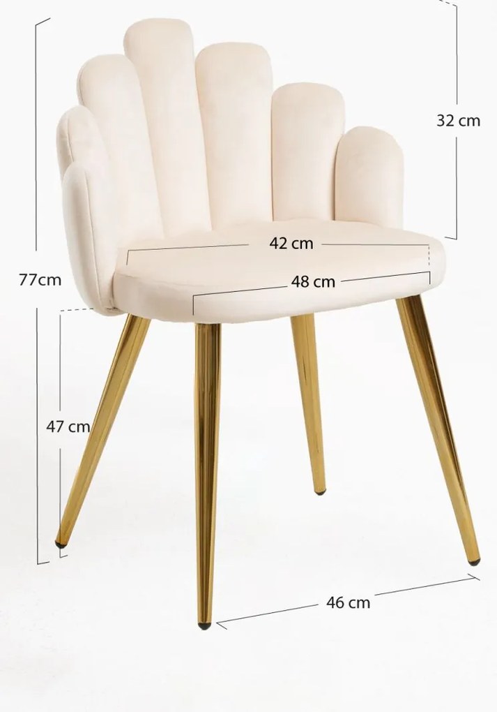 Cadeira Hand Gold Veludo - Beige