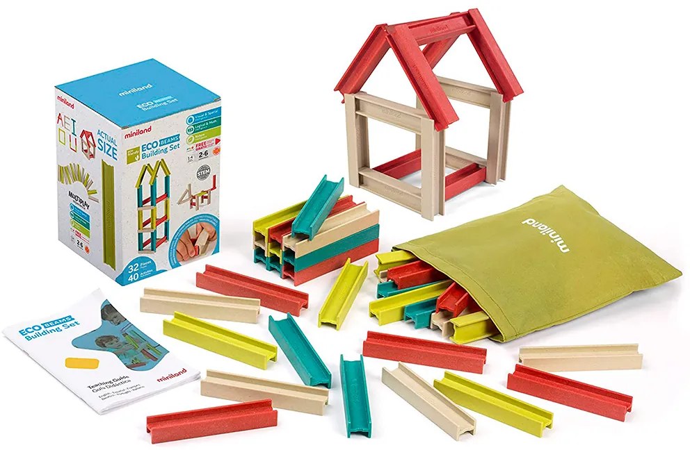 Jogo Miniland de Construcao Composto de 32 Vigas Material Eco 150x210x150 mm