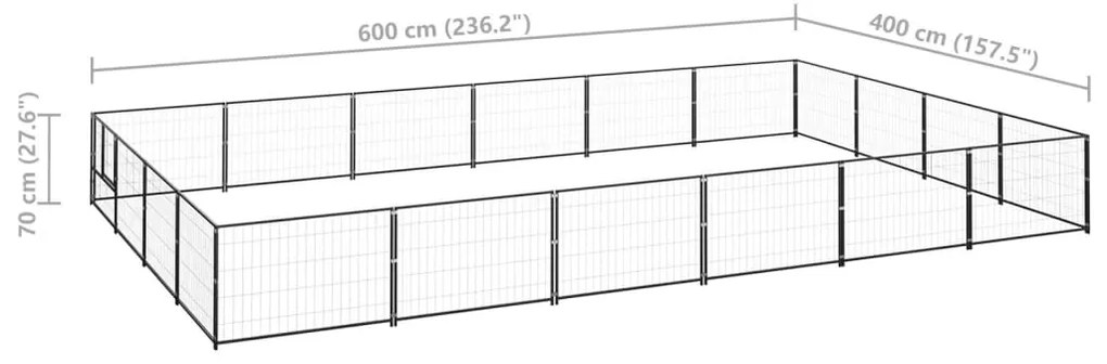 Canil para cães 24 m² aço preto