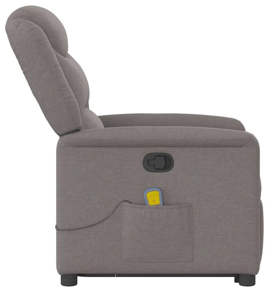 Poltrona elevatória de massagens tecido cinzento-acastanhado