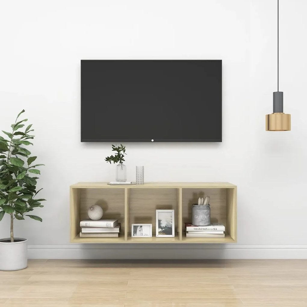 vidaXL Armário de parede para TV derivados de madeira carvalho sonoma