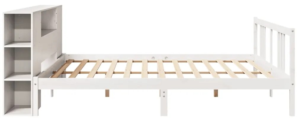 Cama com estante sem colchão 200x200 cm pinho maciço branco
