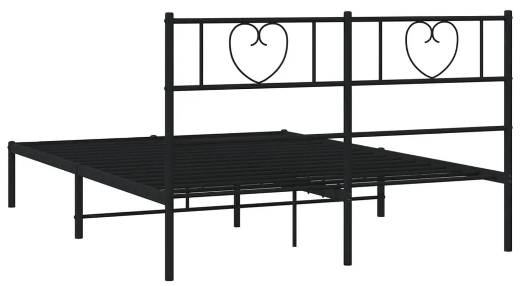 Estrutura de cama com cabeceira 140x190 cm metal preto