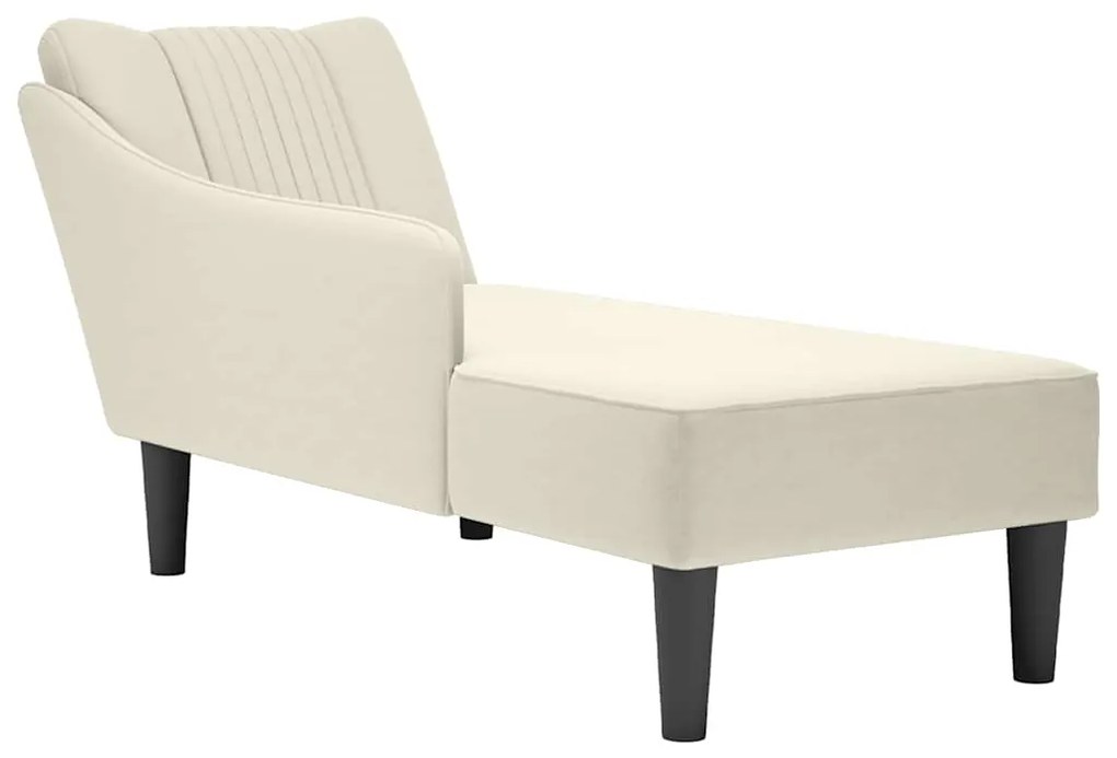 Chaise-longue com apoio de braço direito veludo creme