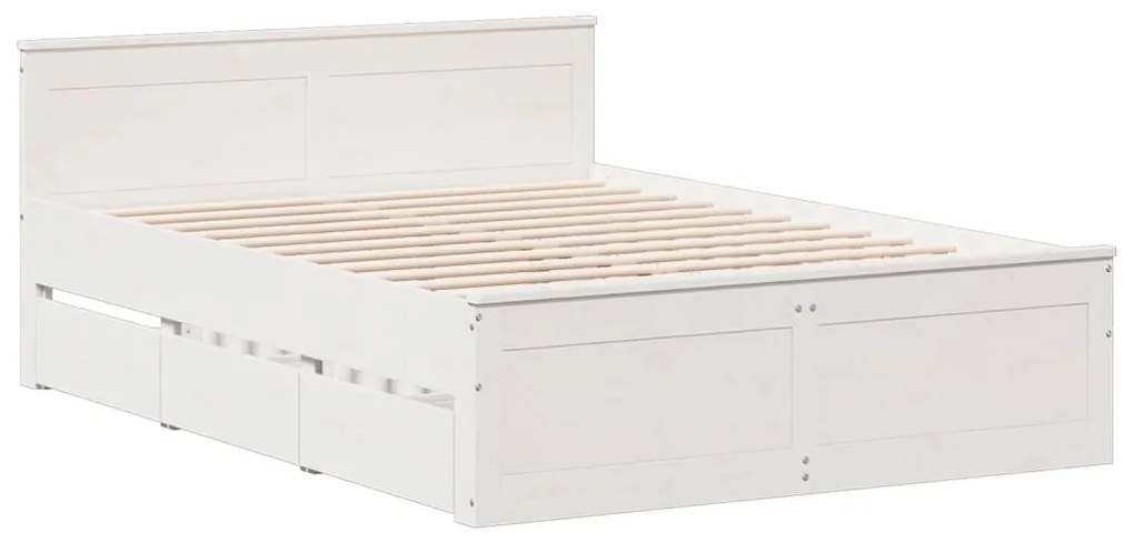 Cama sem colchão com cabeceira 140x200 cm pinho maciço branco