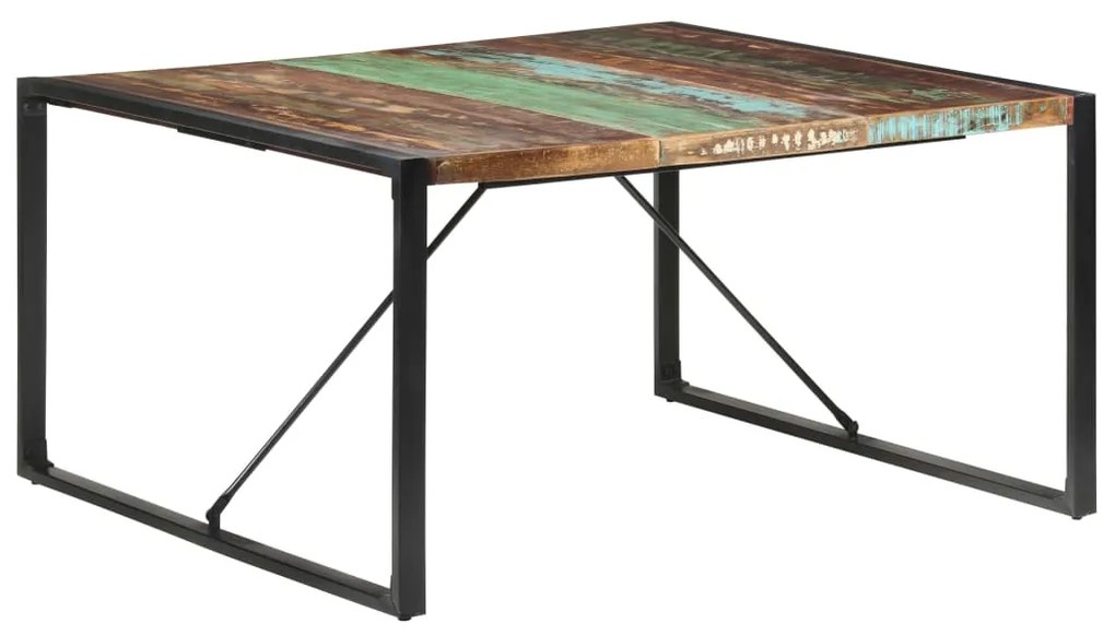 Mesa de jantar 140x140x75 cm madeira recuperada maciça