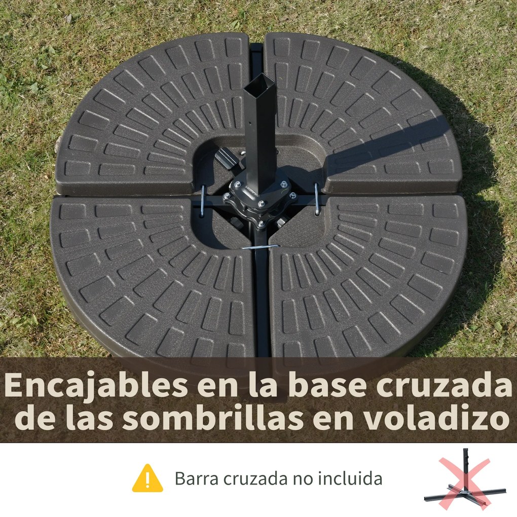 Base para Chapéu de Sol em 4 Partes Recarregável com Areia ou Água Des