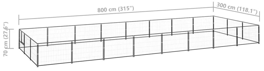 Canil para cães 24 m² aço preto