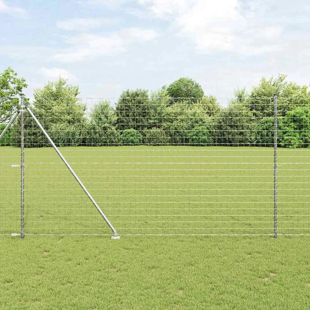 vidaXL Cerca Euro com 7 Postes em Espeto 1,6x10m em Aço Galvanizado