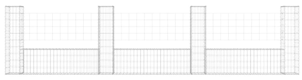 Cesto gabião em forma de U c/ 4 postes 380x20x100 cm ferro