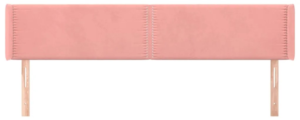 Cabeceira de cama c/ abas veludo 203x16x78/88 cm rosa