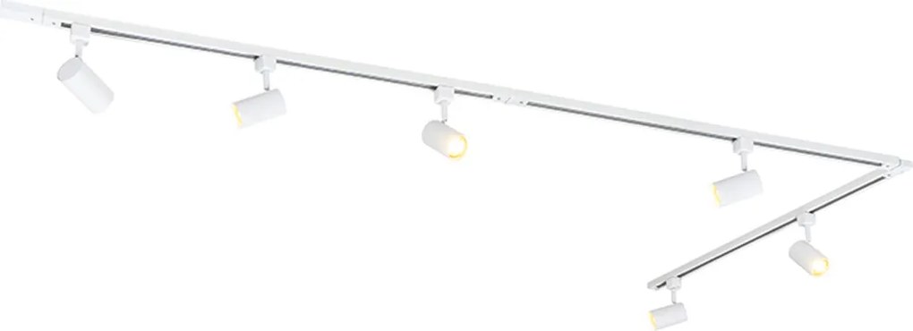 Sistema de iluminação de trilho inteligente com 6 focos brancos monofásicos 300cm - Iconic Jeana