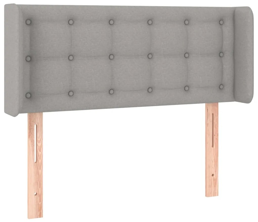 Cabeceira de cama c/ luzes LED tecido 83x16x78/88cm cinza-claro