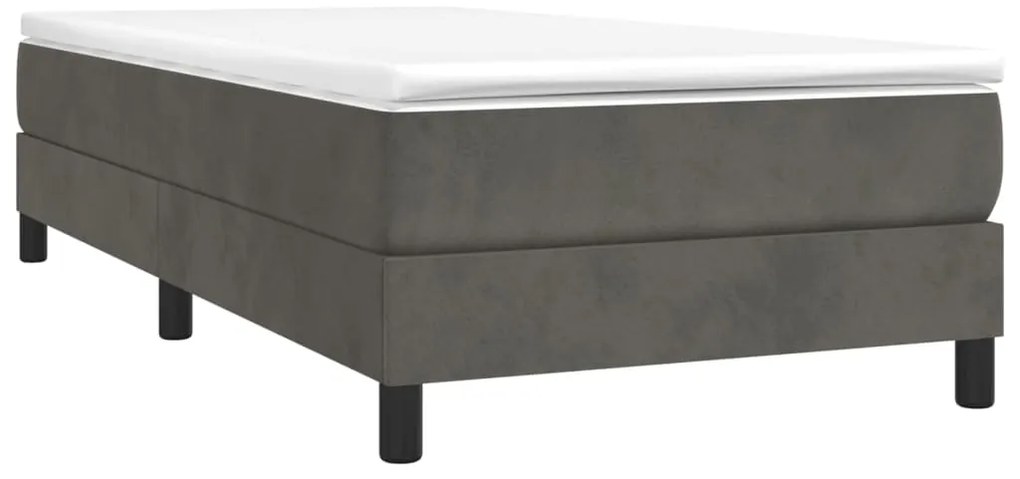Cama com molas/colchão 80x200 cm veludo cinza-escuro