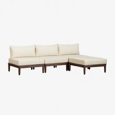 Sofá Modular De 3 Peças E Puff Em Acácia Giulia Castanho-acácia Escuro - Sklum