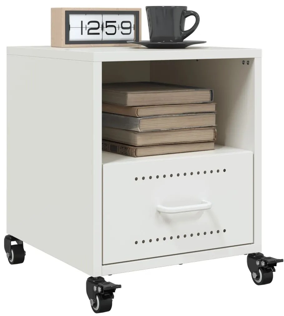 vidaXL Mesas de cabeceira 2 pcs 36x39x43,5 cm aço branco