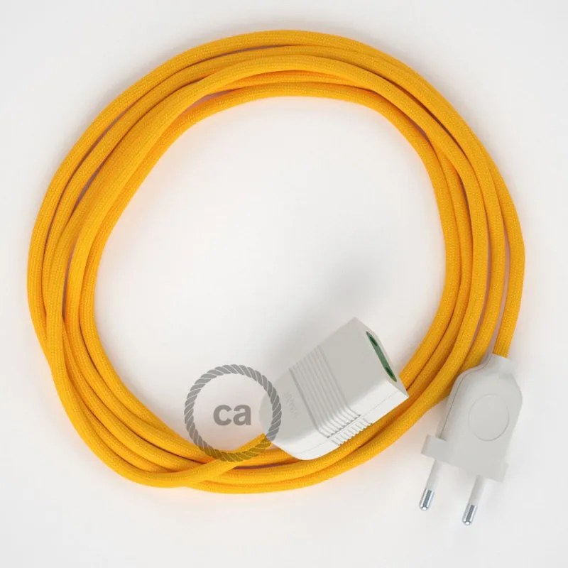 Cabo extensão em Seda Artificial Amarelo RM10 2P 10A. Fabricado em Itália.