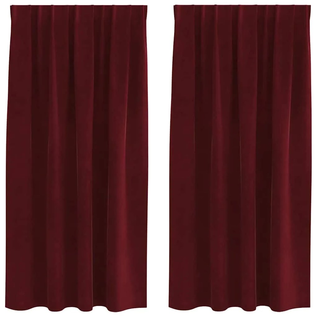 Cortinas Blackout vidaXL com fita superior 2 pcs Vermelho Bordô Veludo