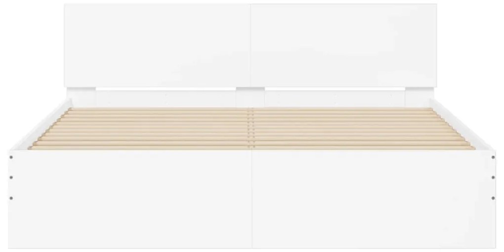 Estrutura de cama com cabeceira e luzes LED 160x200 cm branco