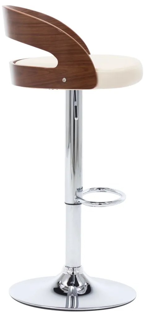 Bancos de bar 2 pcs couro artificial creme e madeira curvada