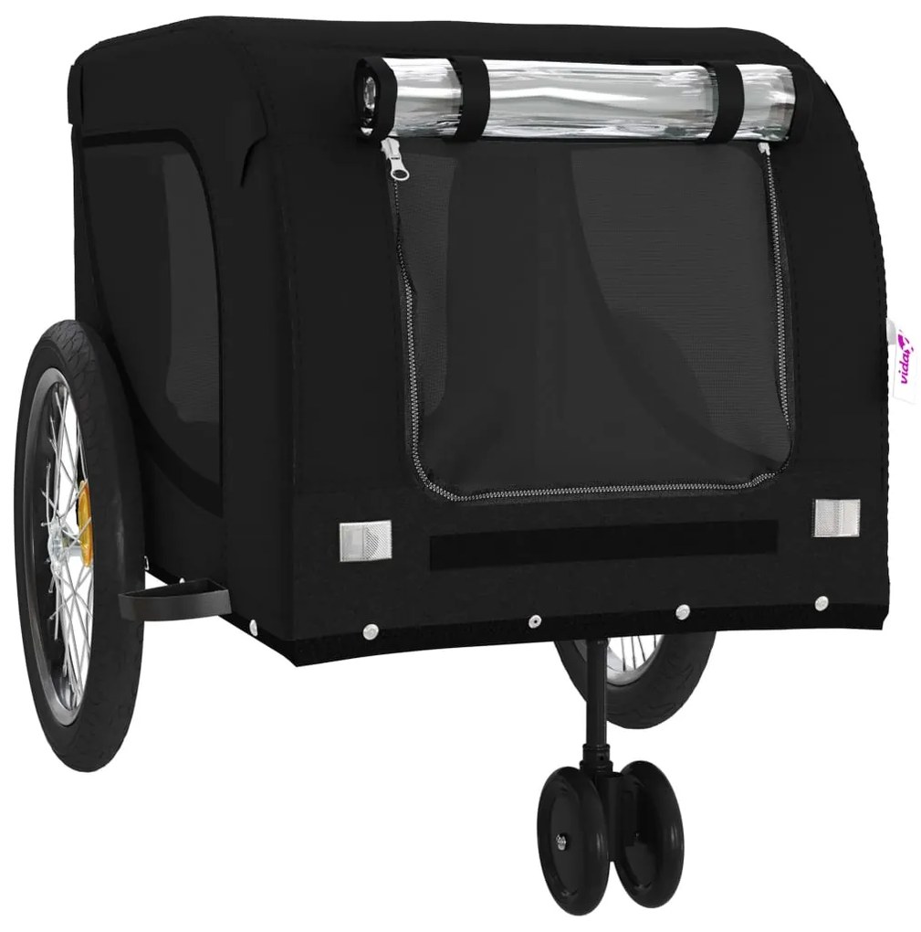 Reboque bicicleta p/ animais tecido oxford/ferro preto