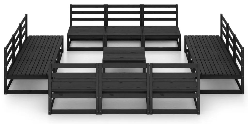 13 pcs conjunto lounge de jardim pinho maciço preto