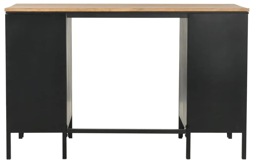 Secretária pedestal duplo madeira abeto maciça aço 120x50x76cm