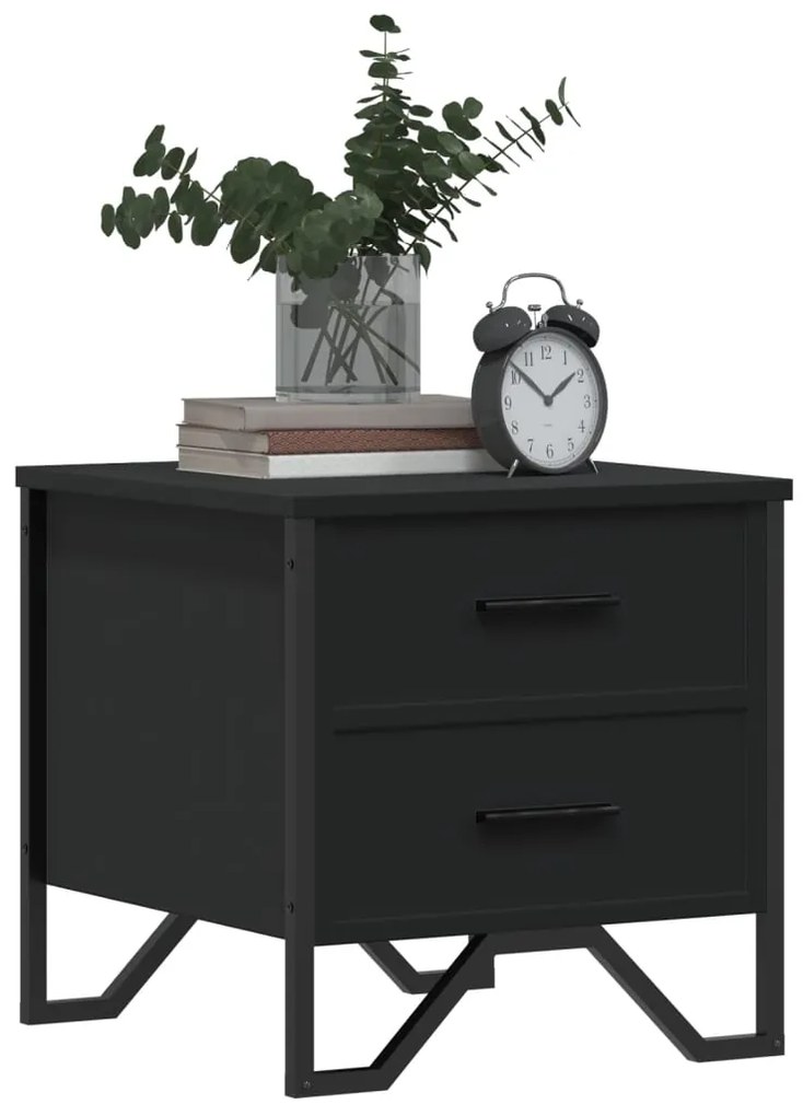 Mesa de cabeceira 2 pcs 40x41x40 cm derivados de madeira preto
