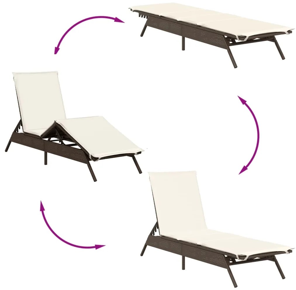 Espreguiçadeiras com almofadões 2 pcs vime PE castanho